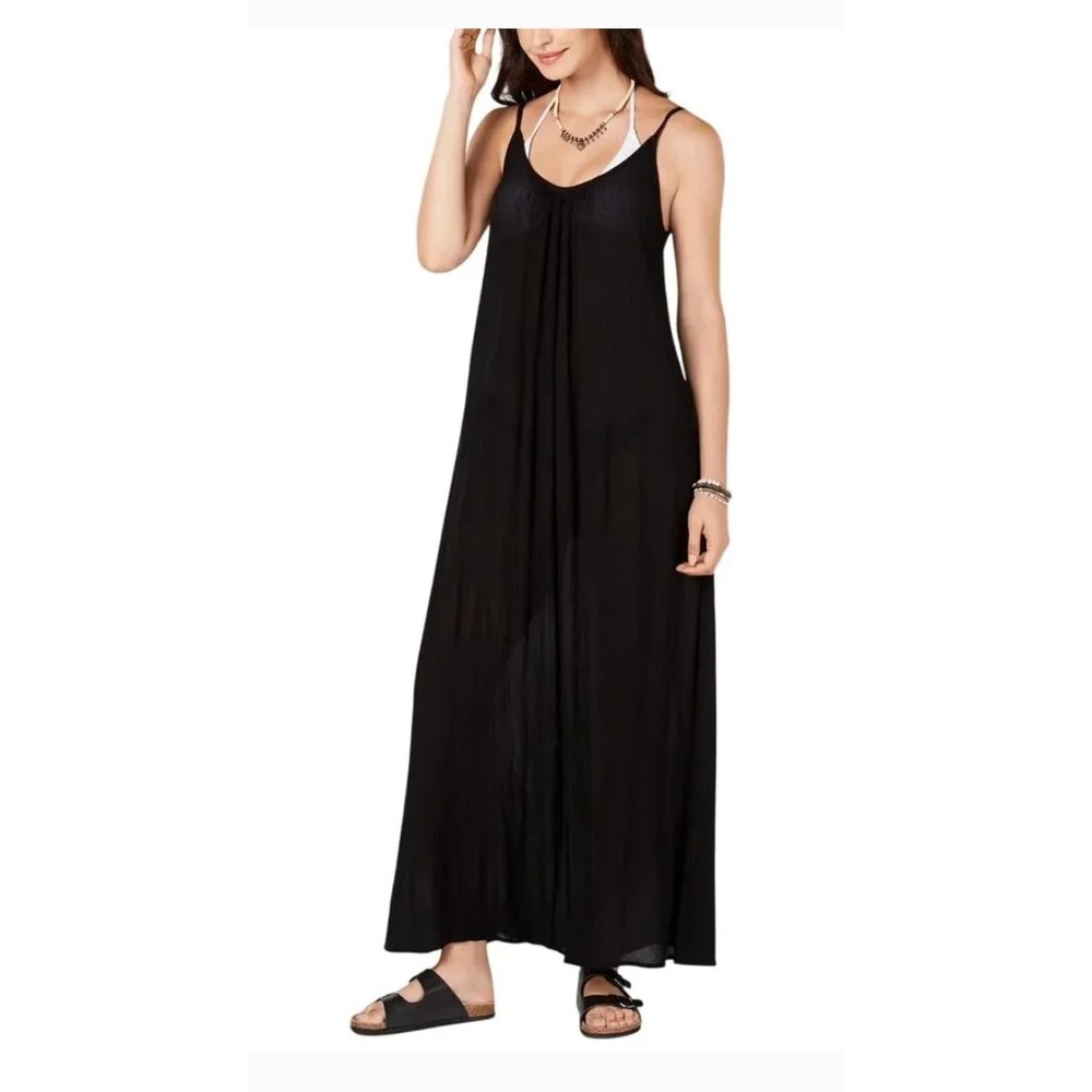 NWT Raviya Maxi Dress Women Black Strappy Open Back Cover Up Small $54